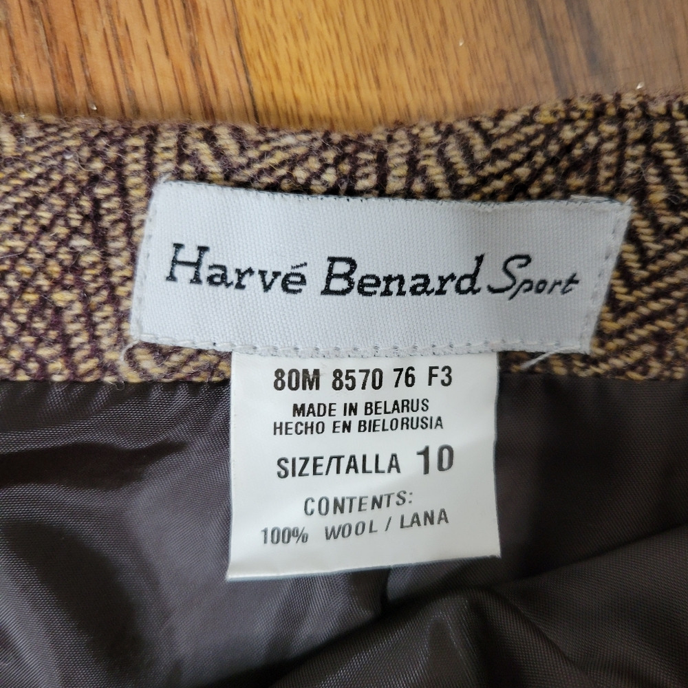 Vintage Harv'e Benard Sport Brown Wool Tweed Skirt With Fringe Size 10 - Picture 12 of 14